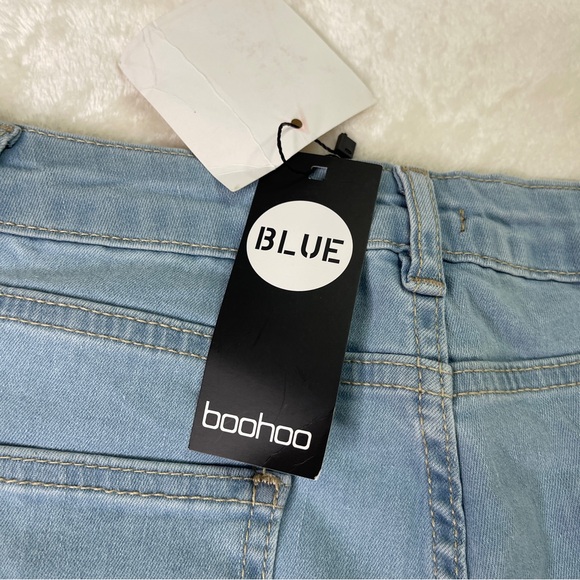 BooHoo Blue High Waist Back Rip Light Blue Jeans Size 8 - Picture 13 of 13